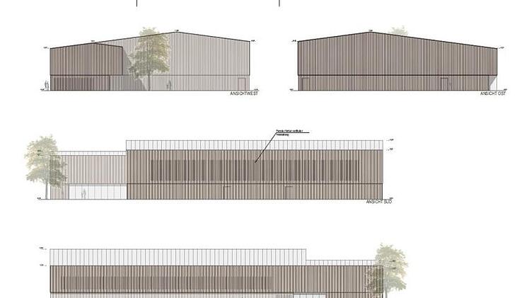 Ob die neue Weisendorfer Ballsporthalle nach diesen Plänen realisiert wird, steht nach der Gemeinderatssitzung in den Sternen. Zeichnungen: BSS-Architekten