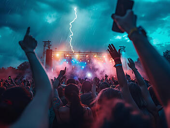 Gewitter bei Festival, Sturm bei Festival