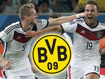 Allein für André Schürrle (links) und Mario Götze gab der BVB über 50 Millionen Euro aus. Foto: Antonio Lacerda/EPA