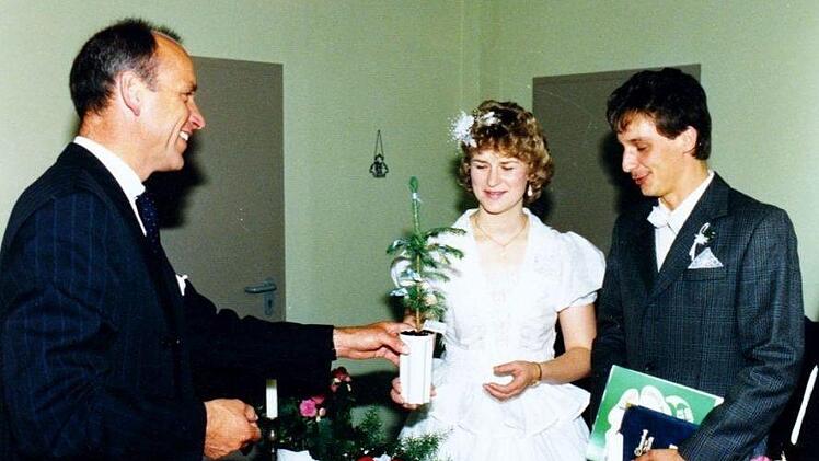 Das Hochzeitsbäumchen zur Trauung des Ehepaares Heiko und Ramona Schwarzer aus Thüringen am 24.08.1991
