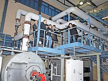 Recht optimistisch blickten am 22. November 2010 bei der offiziellen Eröffnung der Biowärmeanlage (ab Zweitem vn links) der damalige Bürgermeister Robert Herrmann, Birgit Ulrich, Geschäftsführerin der ForstbetriebsgemeinschaftHaßberge, Josef Müller und Verwaltungsleiter Ernst Haßler auf die Anlage. Jetzt hat sie mit Absatzproblemen zur kämpfen.  Foto: Archiv Helmut Will