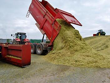 Während die Schlepper ihre Ladung auskippen, warten die Bagger schon, um die neue Solage zu verdichten. Fotos: Sigismund von Dobschütz