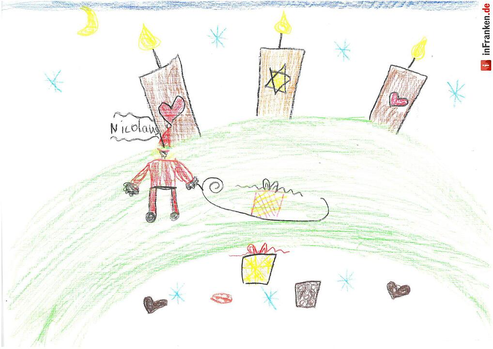 Selbstgemalte Weihnachtsbilder von Kindern aus Franken 2016