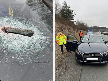 Eisenstange besch&auml;digt Autoscheibe auf A93