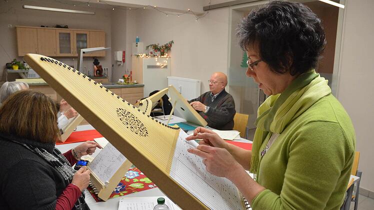 Heike Beutnagel leitet eine Veeh-Harfengruppe. Sie ist davon begeistert, wie leicht das Spiel zu erlernen ist. Ein körperliches Handicap spielt da kaum eine Rolle. Fotos: Rainer Lutz