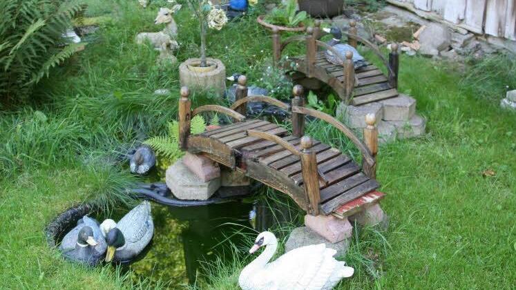 Ein Bauernhof ohne Teich mit Enten war früher unmöglich. Schwan und Pfau geben dem Idyll etwas Mondänes. Foto: Klaus Klaschka