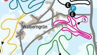 Der Loipenplan am Walberngrüner Gletscher.