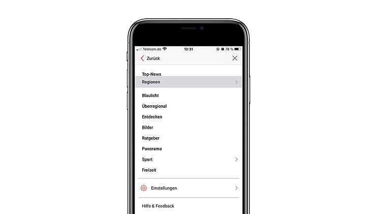 NewsApp Men&uuml;