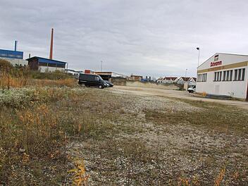 Auf diesem Gelände an der Oberauer Straße möchte der Bauunternehmer Martin Schramm eine Asylbewerberunterkunft bauen. Der Staffelsteiner Stadtrat hatte das Vorhaben im Dezember 2014 vor allem wegen immissionsschutzrechtlichen Gründen abgelehnt, weil das Holzhackschnitzel-Kraftwerk (im Bild links) zu nahe liegt. Foto: Matthias Einwag