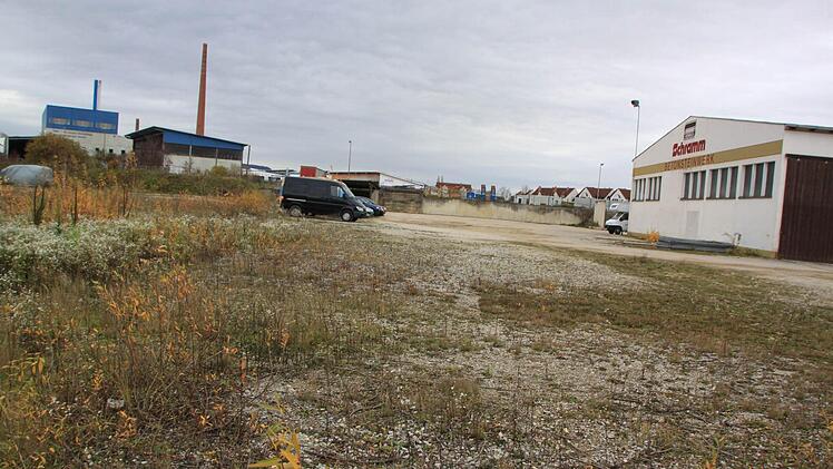Auf diesem Gelände an der Oberauer Straße möchte der Bauunternehmer Martin Schramm eine Asylbewerberunterkunft bauen. Der Staffelsteiner Stadtrat hatte das Vorhaben im Dezember 2014 vor allem wegen immissionsschutzrechtlichen Gründen abgelehnt, weil das Holzhackschnitzel-Kraftwerk (im Bild links) zu nahe liegt. Foto: Matthias Einwag