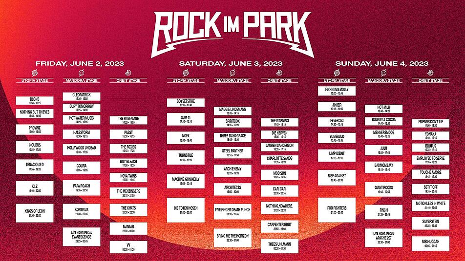 Rock im Park 2023 Der Timetable für Nürnberg steht alle Bands, Ticketpreise, Parken, Camping