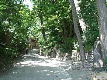 Auf Tütschengereuther Pflaster geht es die Kellergasse hoch zum Kellerhaus und der Kegelbahn. Fotos: Anette Schreiber