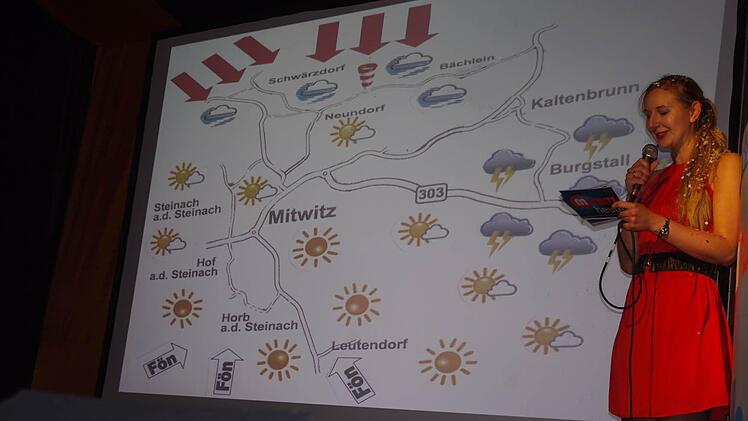 : Sehr anschaulich war die Wettervorhersage der Meteorologin Christin Sellsprotte (Christin Sell) in den "Mitwitzer Heute Nachrichten".