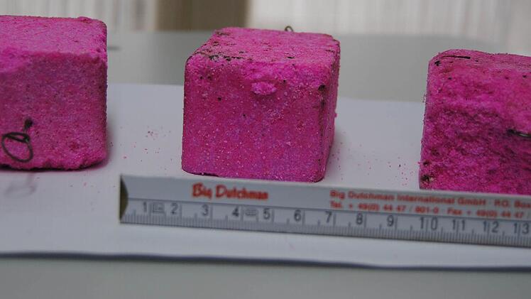 Fünf Zentimeter breit sind die Giftköder, die bei Nenzenheim gefunden wurden. Foto: Corinna Petzold/ LRA