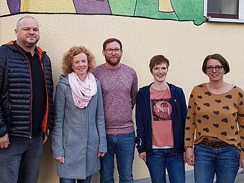 Das Vorstandsteam des Kindergartens St. Martin Eltingshausen (von links): Sven Schüller, Carolin Hartung, Timo Schückle (Kindergartenleitung), Jasmin Guthardt, Margit Vollbrecht.  Foto: Edelgard Seufert.