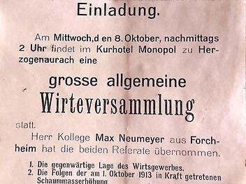 Die Wirte wussten ihren Einfluss zu nutzen. Gemeinsam wurden die Forderungen geplant, wie Dokumente us der Vergangenheit bestätigen.  Fotos: Gäbelein