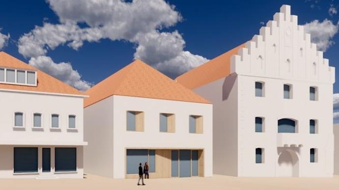 Ist das schön? So würde das Bürgerhaus mit Walmdach aussehen. Foto: Visualisierung/Raum3 Massari und Partner;SRAP