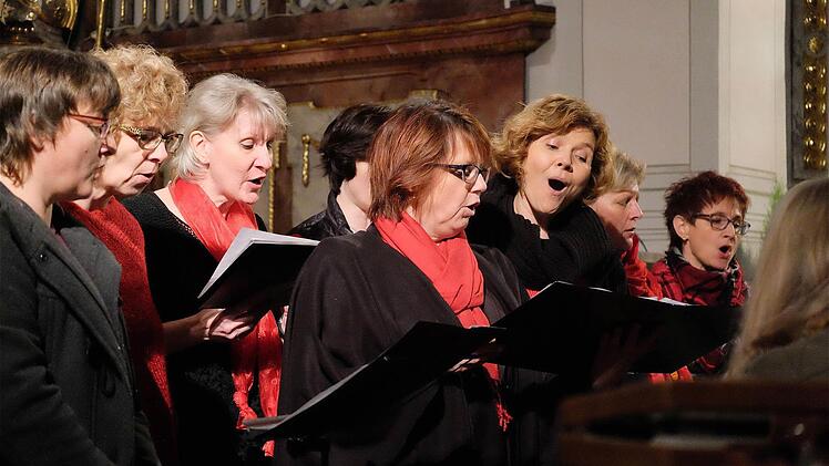 Der Chor "Belcanto" unter der Leitung von Cäcilia Kühnlein bei seinem Auftritt in der Sulzthaler Pfarrkirche. Fotos: Gerd Schaar