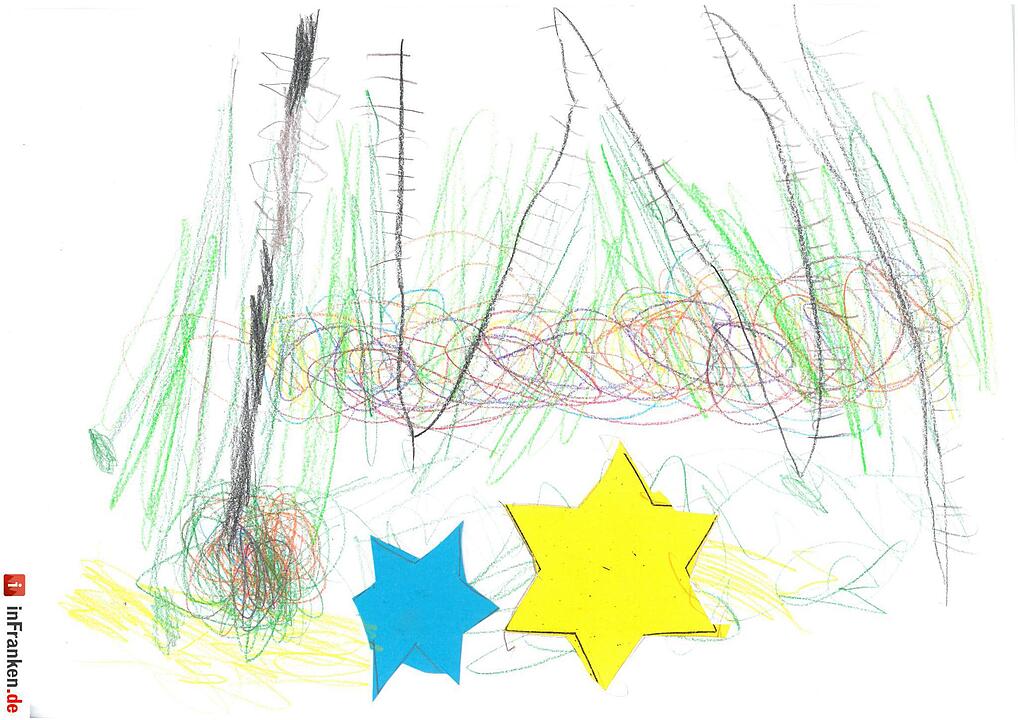 Selbstgemalte Weihnachtsbilder von Kindern aus Franken 2016