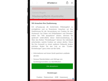 inFranken.de braucht Ihre Zustimmung: Durch die Einwilligung der Verarbeitung Ihrer Daten können wir Ihnen weiterhin Nachrichten aus Franken und viele Service- und Ratgeber- Artikel kostenfrei zur Verfügung stellen.