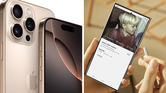 Samsung Galaxy S24 Ultra und Apple iPhone 16 Pro Max bei Stiftung Warentest