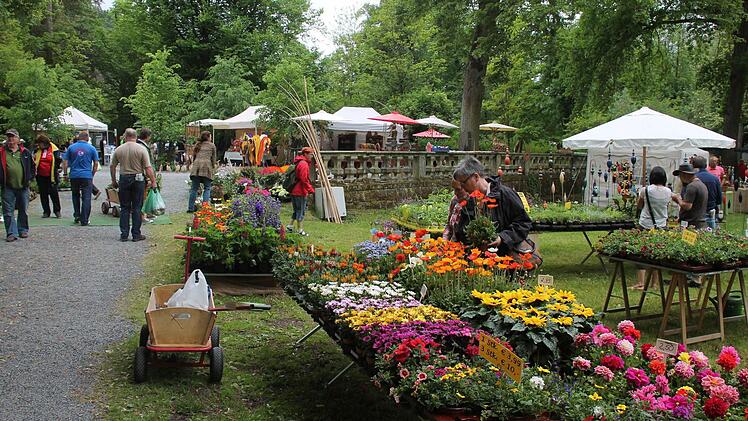 Am vergangenen Wochenende verwandelte sich der Park des Wasserschlosses Mitwitz beim 5. Fränkischen Gartenfest in ein Blütenmeer und Gartenparadies. Foto : Herbert Fischer