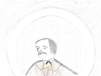 Der Heimatdichter und Haßgausänger Edmund Stubenrauch aus Hellingen  Foto: Gerold Snater, gemalt von Sahar