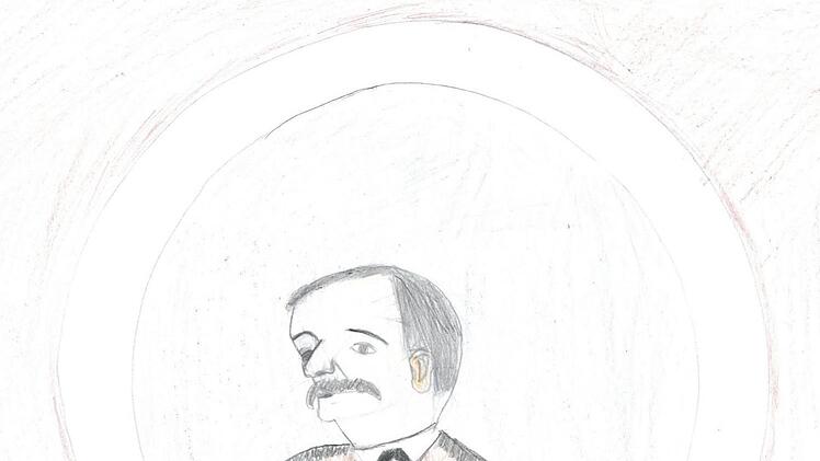 Der Heimatdichter und Haßgausänger Edmund Stubenrauch aus Hellingen  Foto: Gerold Snater, gemalt von Sahar