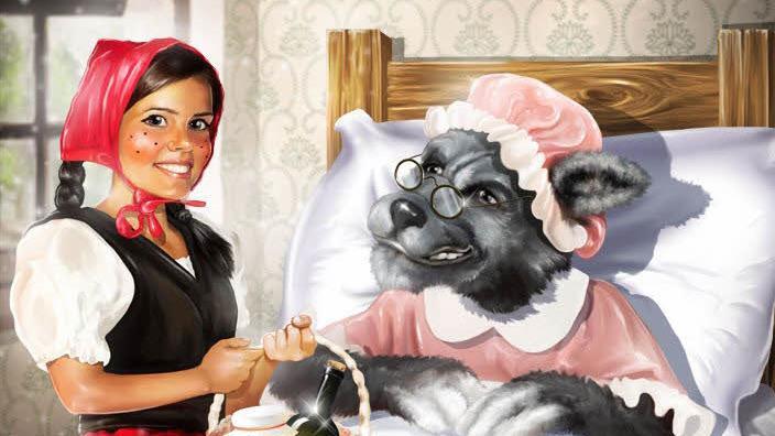 Der Klassiker: Rotkäppchen besucht ihre Oma und merkt zu spät, dass im Bett der verkleidete, böse Wolf liegt. Symbolbild: Karfunkel Theater PR