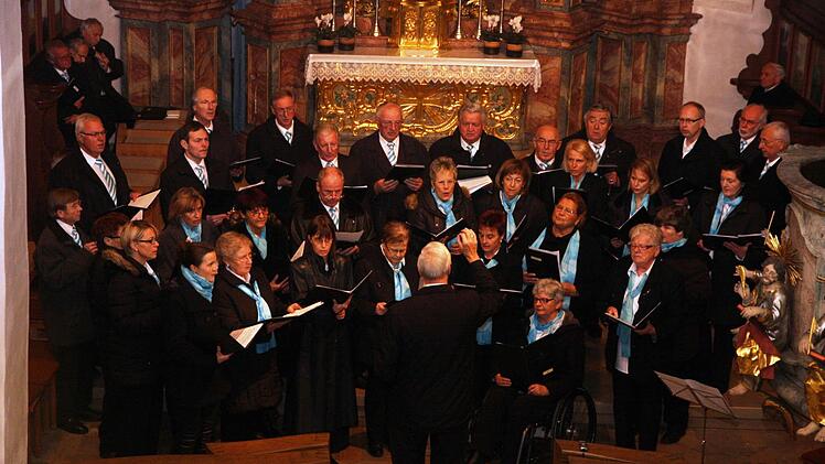 Der Germischte Chor aus Effeltrich bei dem, was seine Mitglieder am liebsten tun: singenFotos: privat