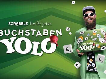 Scrabble heißt jetzt Buchstaben-YOLO. Gesicht der Kampagne dazu ist der Rapper MC Fitti. Foto: Mattel