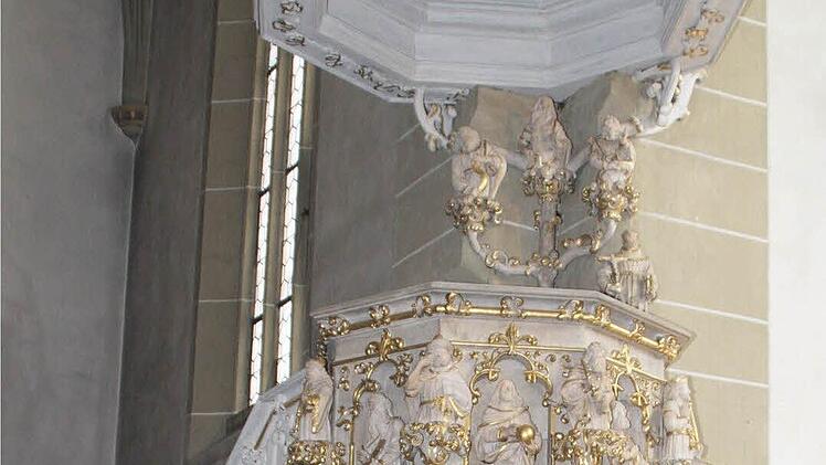 Die kostbare Kanzel von 1626 von Michael Kern. Foto: G. Bauer