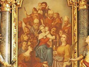 n der Kirche von Hannberg ist dieses von Michael Störcher geschaffene Vierzehnheiligenbild im Seitenaltar zu sehen. Foto: Manfred Welker
