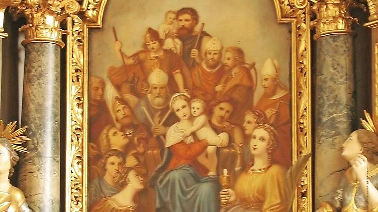 n der Kirche von Hannberg ist dieses von Michael Störcher geschaffene Vierzehnheiligenbild im Seitenaltar zu sehen. Foto: Manfred Welker