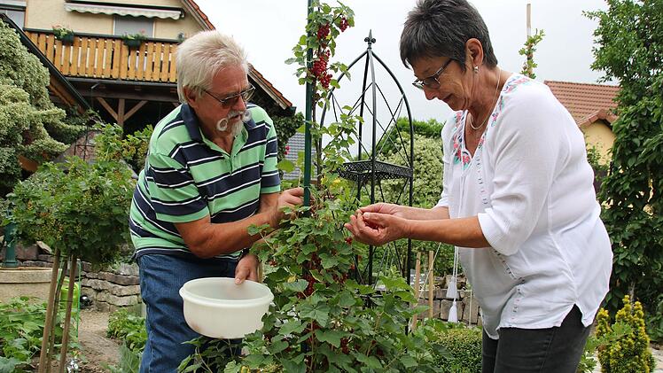 Dieter und Heidrun Eichner arbeiten gerne gemeinsam in ihrem Garten. Foto: Dagmar Besand