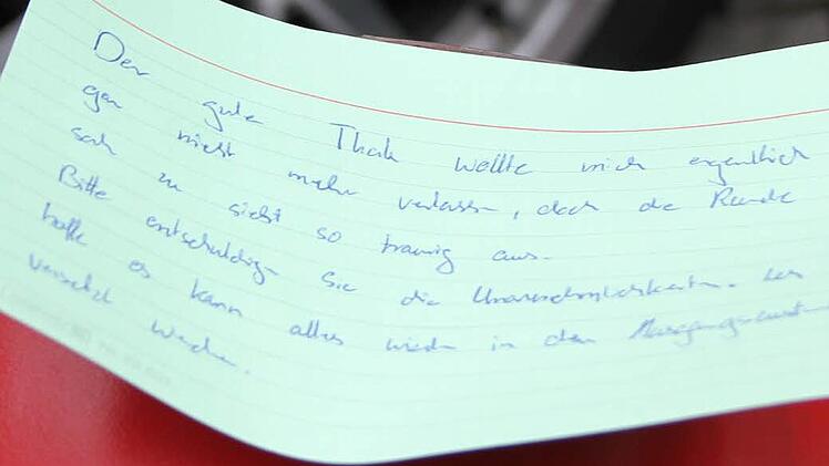 Eine Art Entschuldigungsschreben fand sich am Kopf des Mannes.