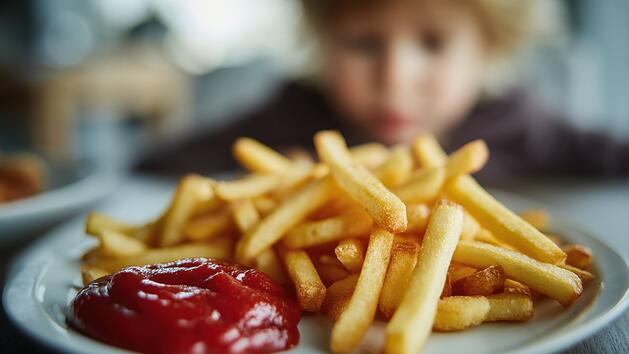 Kinderteller, Pommes, Ketchup, Restaurant, Wirtschaft, Pommes Frites