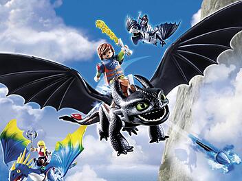 Playmobil-Lizenz-Neuheit "Dragons - Drachen z&auml;hmen leicht gemacht": Zu sehen sind die Fantasy-Helden Hicks und Ohnezahn. Foto: PLaymobil