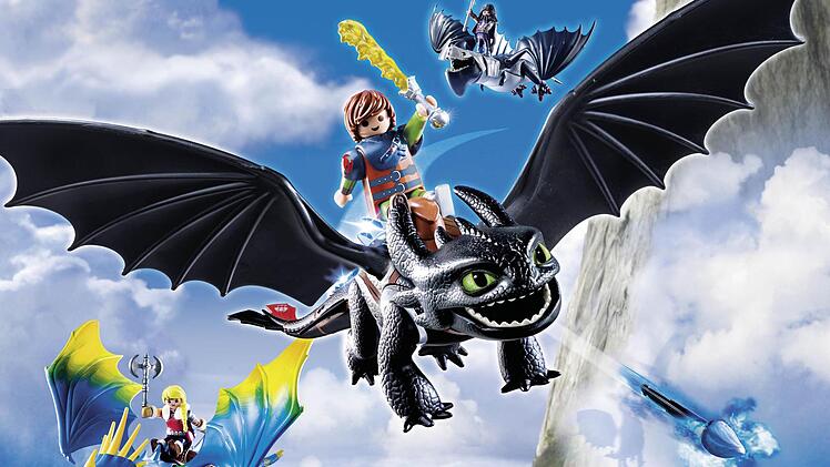 Playmobil-Lizenz-Neuheit "Dragons - Drachen z&auml;hmen leicht gemacht": Zu sehen sind die Fantasy-Helden Hicks und Ohnezahn. Foto: PLaymobil