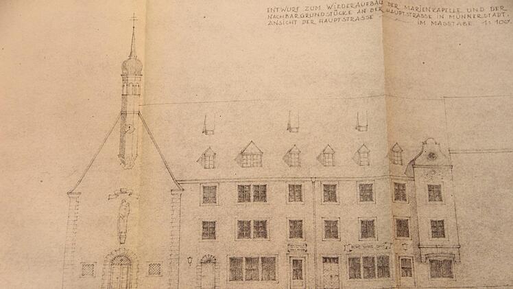 Pläne zum Wiederaufbau der Marienkapelle mit angrenzender Gebäude aus dem Jahre 1947.Heike Beudert