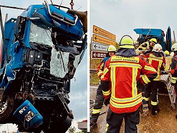 Frontalkollision zwischen zwei LKW: Beide Fahrer schwer verletzt