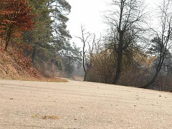 Kilometer 3: Gleich ist es geschafft. Drei Kilometer geht es für das Gros der Läufer nach dem Startschuss am Ramsthaler Sportplatz erst einmal bergauf in Richtung Ebenhausen. Mit einem richtig steilen Schlussstück (im Bild), das es in sich hat. Dann endlich wird es flacher. Fotos: Jürgen Schmitt