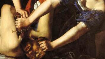 Bild der Judith: Zunächst einmal ist die Judith aus dem Alten Testament die Gute: Die Israeliten werden bedroht, sie putzt sich heraus, kommt so ins gegnerische Lager, schlägt Oberbefehlshaber Holofernes den Kopf ab, rettet ihr Volk. Die Barockmalerin Artemisia Gentileschi interpretiert das 1612 vor dem Hintergrund ihrer eigenen Geschichte als Vergewaltigungsopfer. Sie zeigt Holofernes mit einem Laken um die Hüfte auf dem Bett, Judith und ihre Dienerin als zupackende Frauen. Eine weibliche Va...