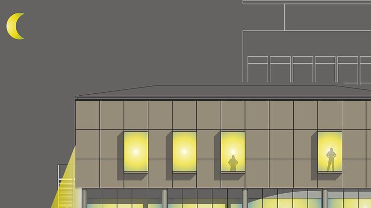 Auch nachts soll die "Kaaba" künftig beleuchtet sein.  Grafik: Reinhard Seufert