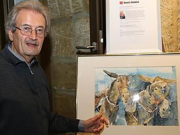Günther Spath vor dem Gemälde "Vater und Sohn" Foto: Franz Galster