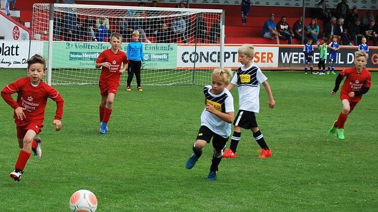 Jedem Ball wurde hinterhergejagt. Hier eine Szene aus dem Spiel der F-Junioren zwischen dem FC Lichtenfels und dem FC Michelau. Foto: Alfred Thieret