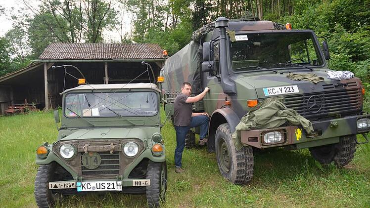 Wolfgang Daum ist Liebhaber von älteren Militärfahrzeugen. Gerne präsentiert er seinen Jeep der US-Army Ford Mutt M 151 A2 und den Unimog 1300L. Foto: K.-H. Hofmann