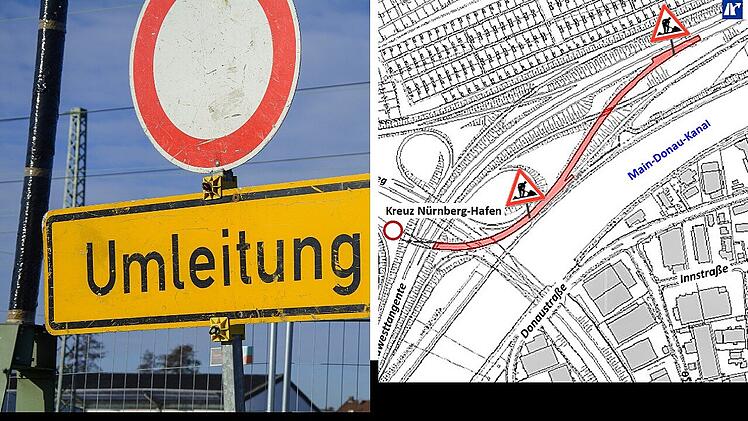 Verkehrsbehinderungen in N&uuml;rnberg erwartet: Bauarbeiten am Frankenschnellweg/S&uuml;dwesttangente