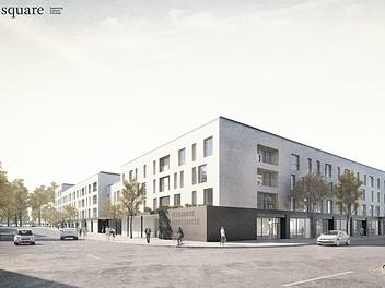 So soll später mal das nachhaltige Quartier "Ecosquare" an der Annastraße in Bamberg aussehen. Darstellung: Eco Eco AG