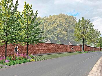 Die Kapellenstra&szlig;e wird mit der Ma&szlig;nahme &bdquo;Wir machen&lsquo;s uns Gr&uuml;ner&ldquo; aufgewertet. So soll es k&uuml;nftig dort aussehen. Alexander B&auml;r/Planungsschmiede Braun (Visualisierung)